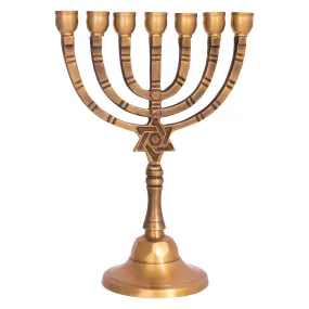 Polished Brass Star of David Menorah from the Holyland 8″ / 20 cm