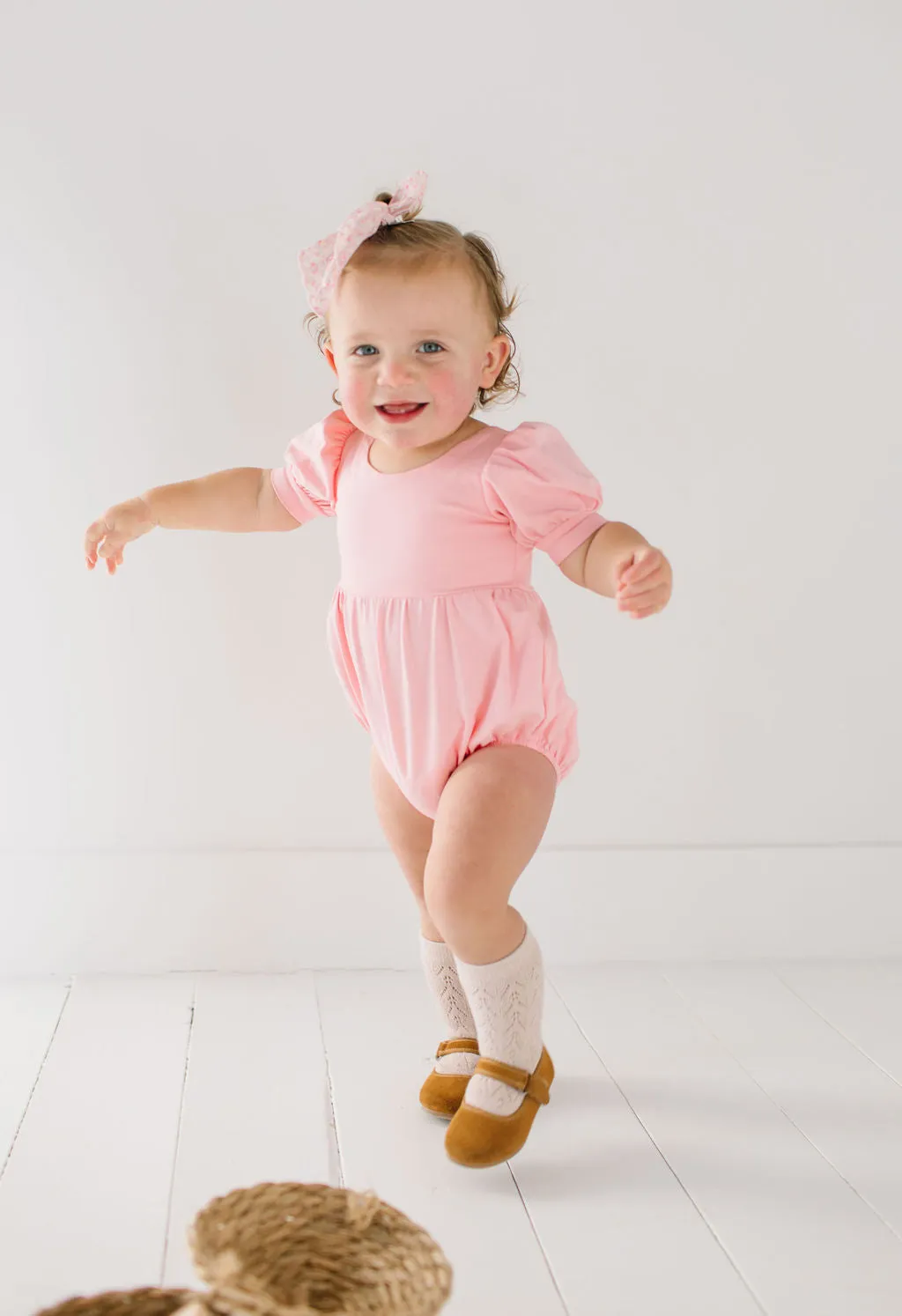 Puff Romper in Peony