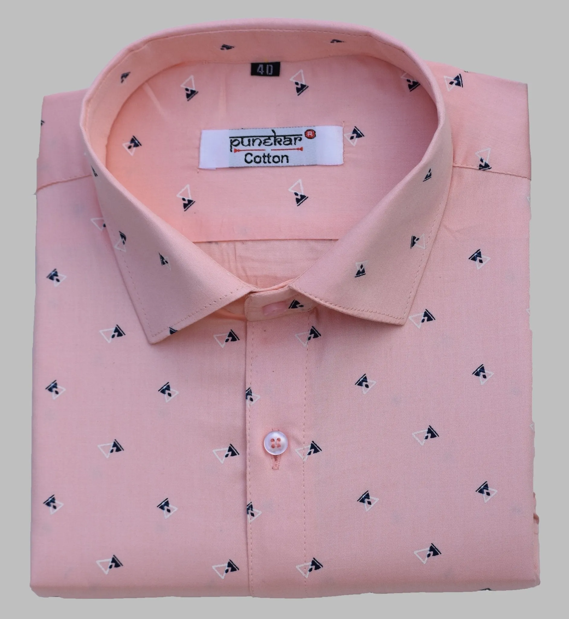 Punekar Cotton Printed Light Pink Color Pure Cotton Handmade Shirt For Men's.