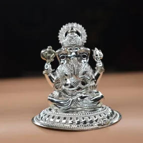 "Bringing Good Fortune Home: The Majestic Silver Lord Ganesha Idol"