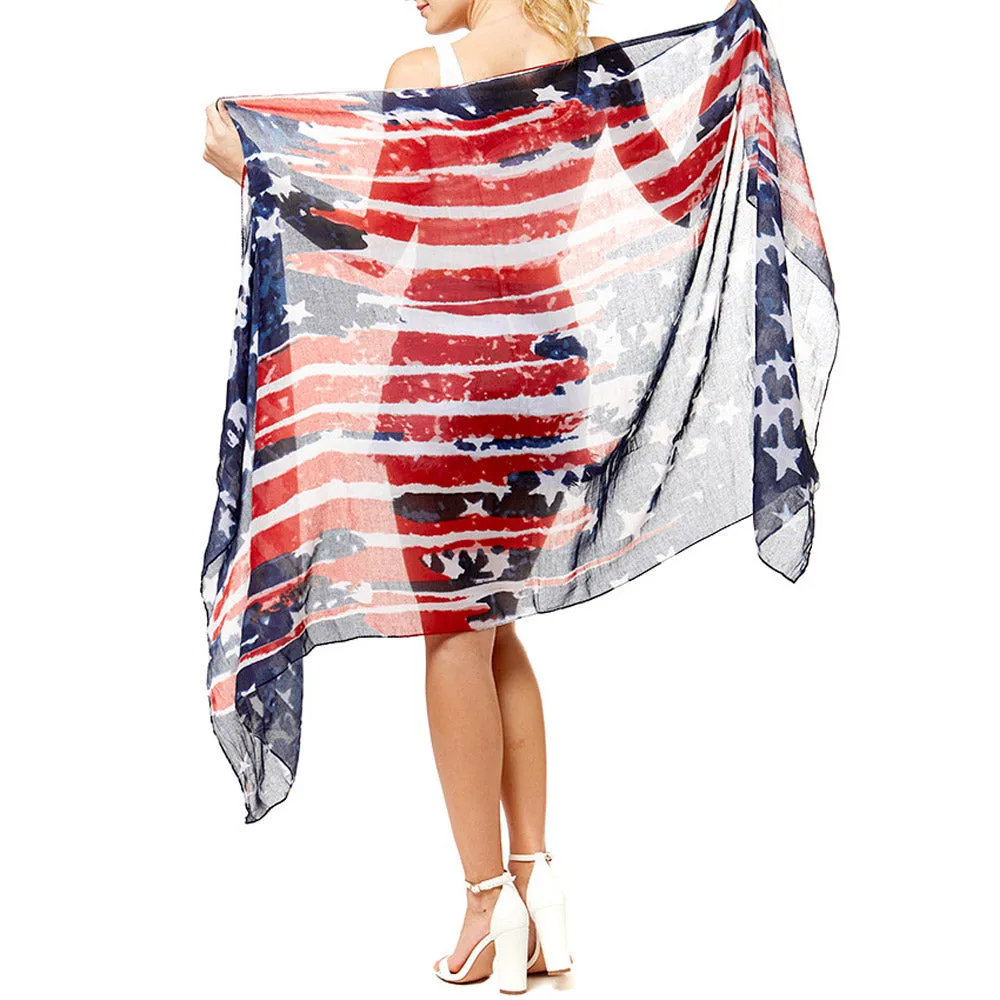 Red, White & Blue USA American Flag Oblong Scarf