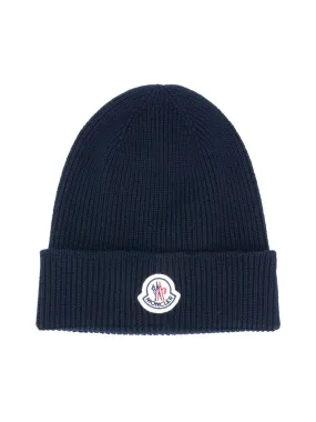 ribbed knit logo patch hat