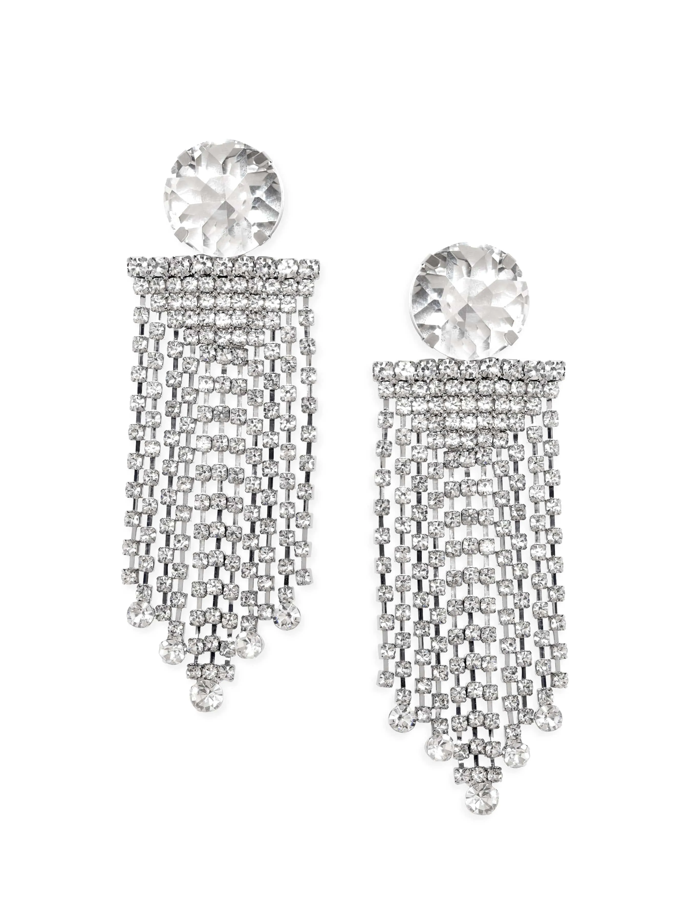 Rubans Voguish Rhodium plated Zirconia Shoulder Duster Statement Earrings