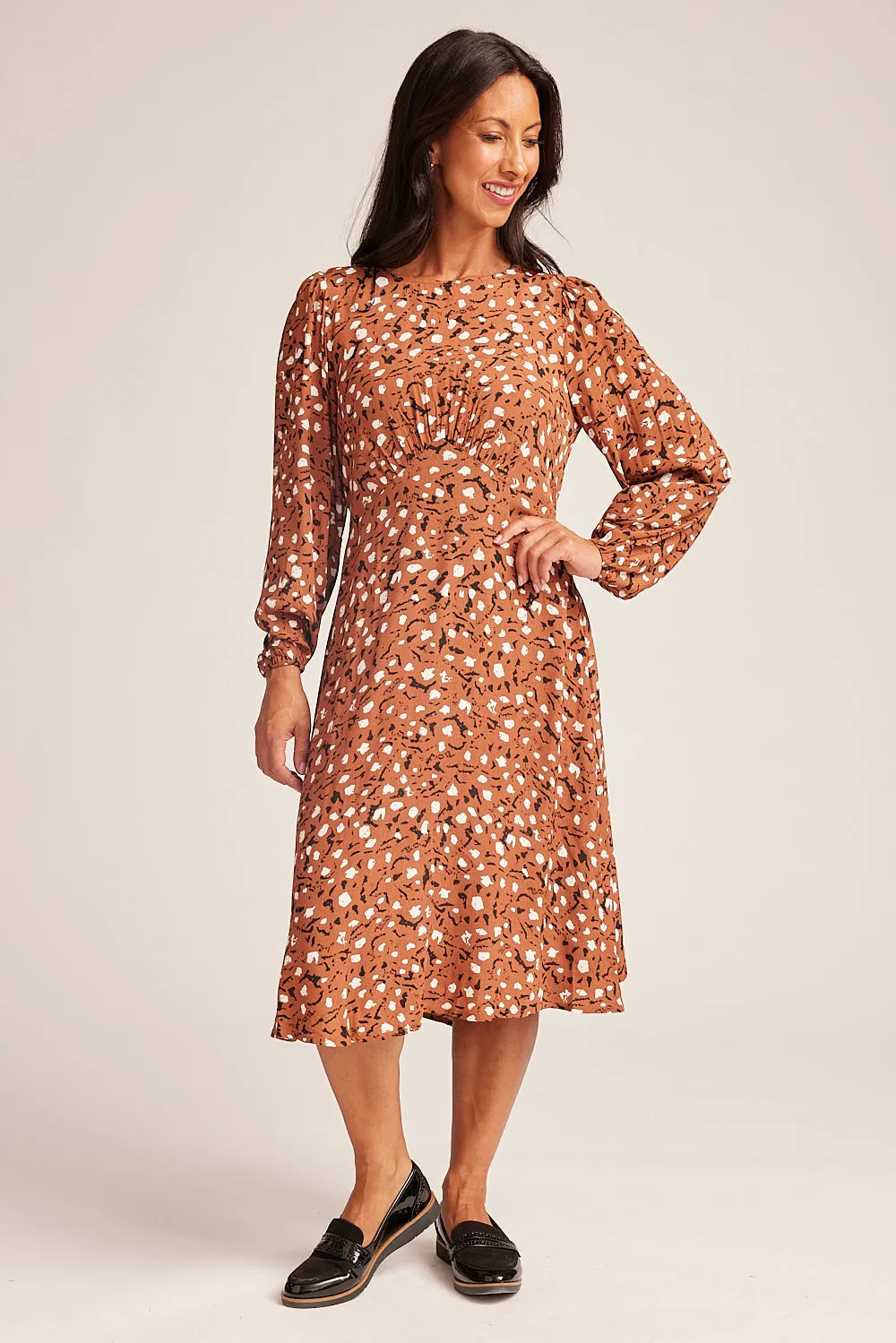 Saloos Bishop Sleeve Midi Dress