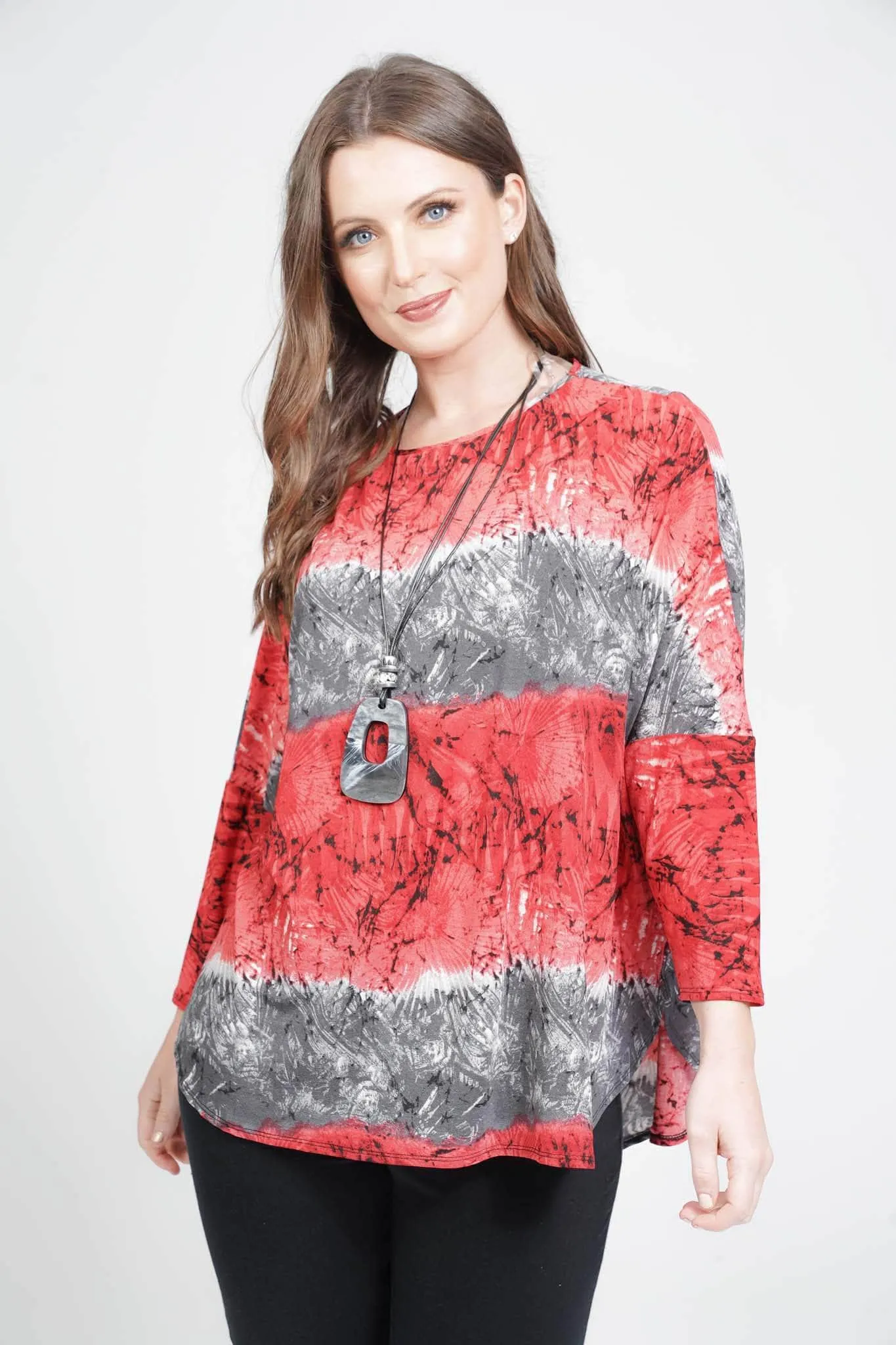 Saloos Tie Dye Loose Top with Necklace