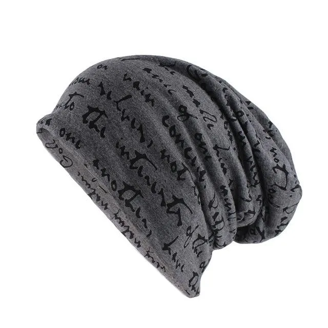 Scribbled Letters Style Cotton Beanie or Skullie