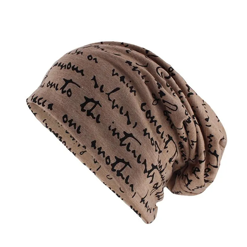 Scribbled Letters Style Cotton Beanie or Skullie