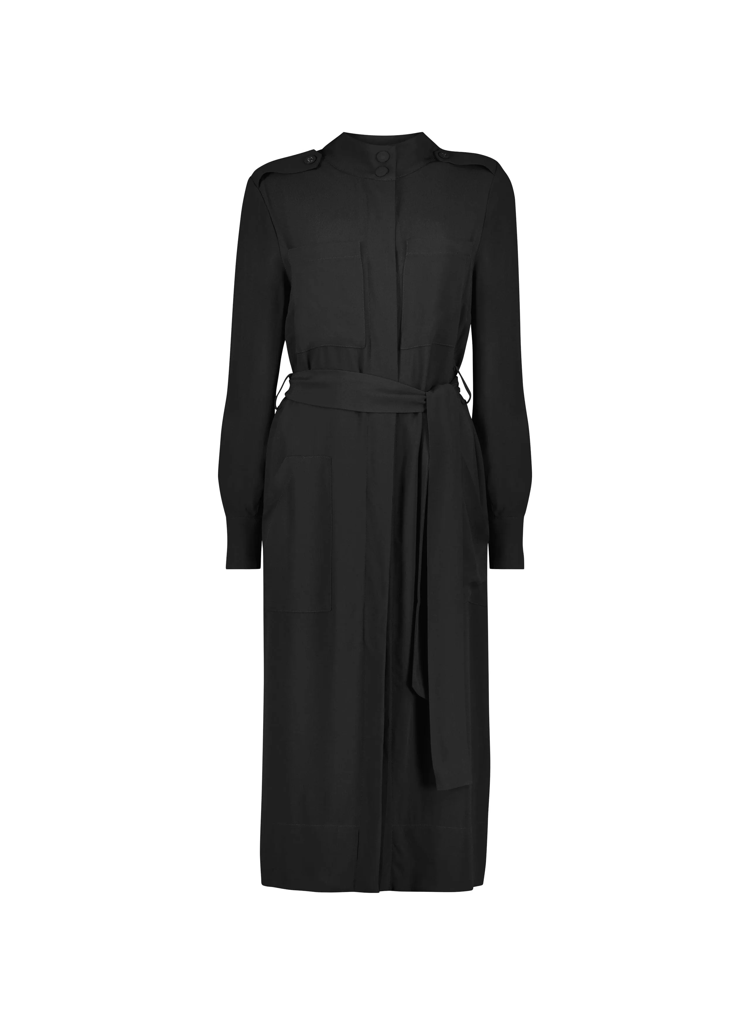 Sienna Ecojilin Viscose Utility Shirt Dress | Caviar Black