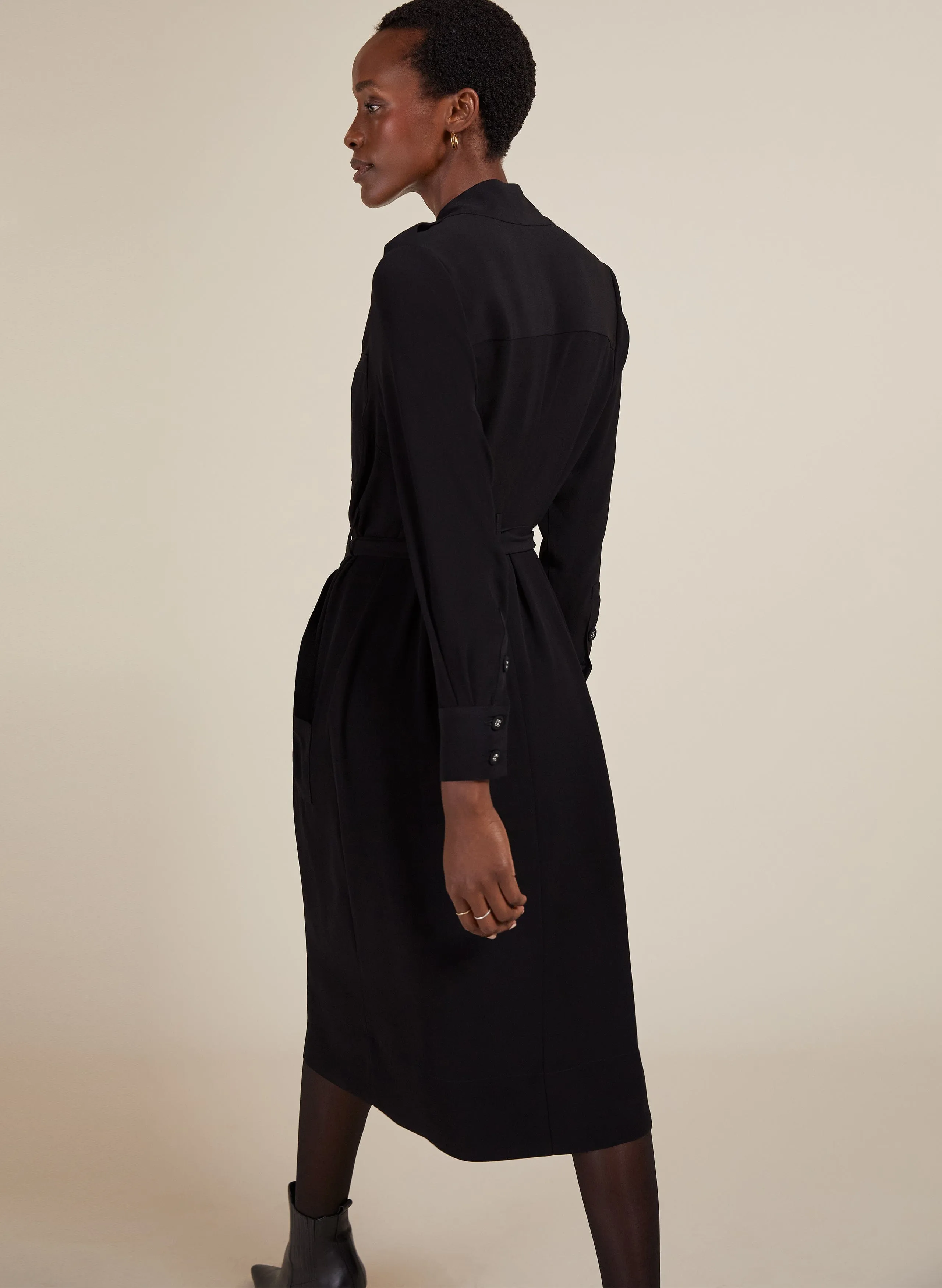 Sienna Ecojilin Viscose Utility Shirt Dress | Caviar Black