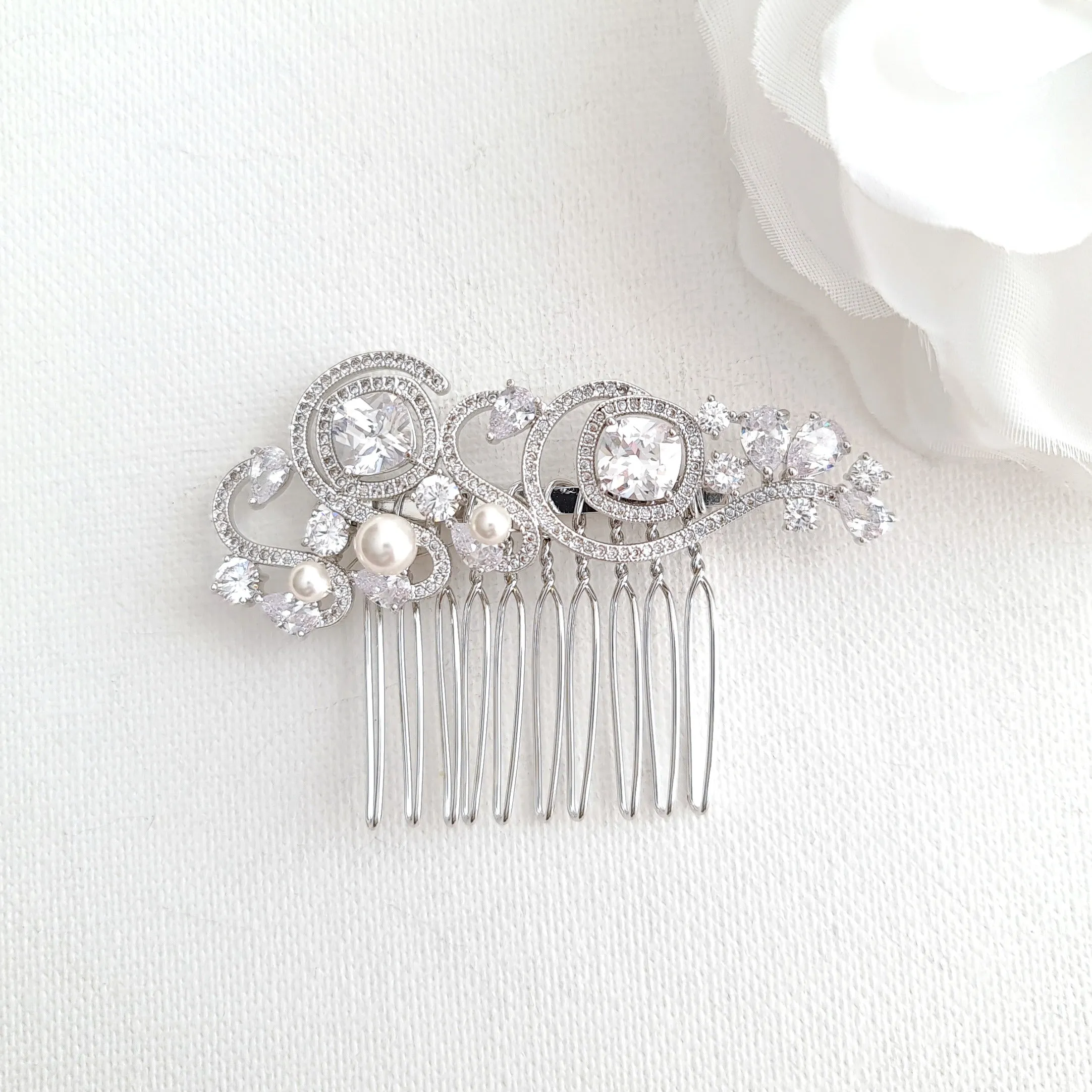 Small Light Gold Color Wedding Hair Comb- Casey