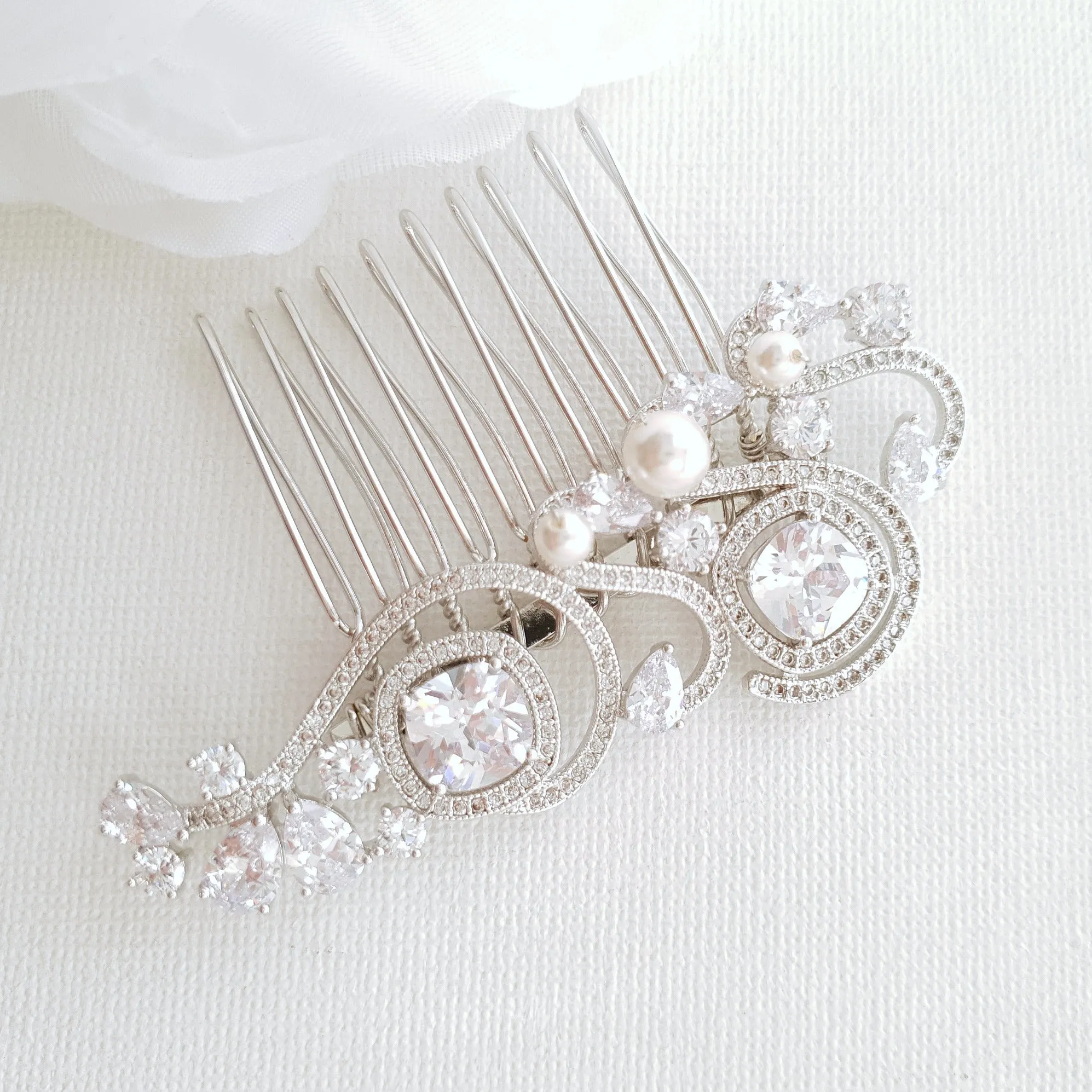 Small Light Gold Color Wedding Hair Comb- Casey