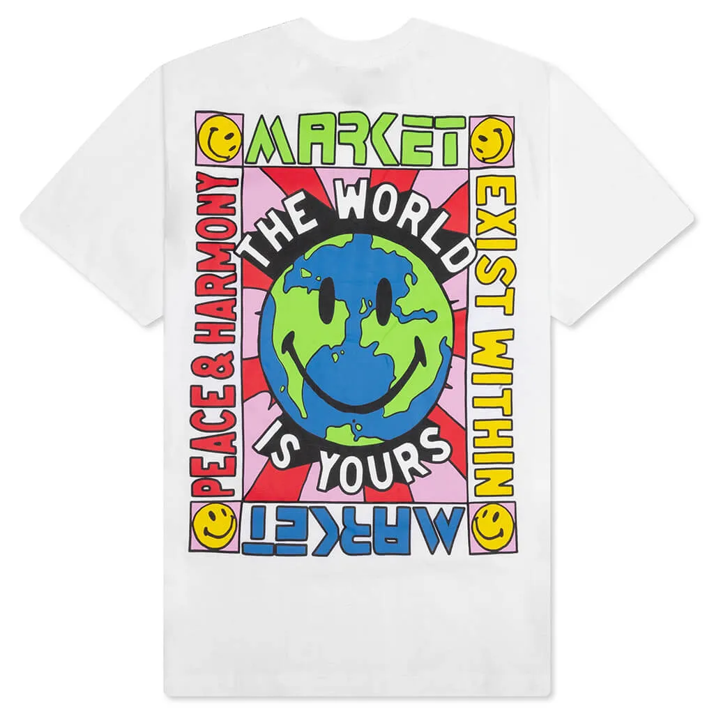 Smiley Peace and Harmony World T-Shirt - White