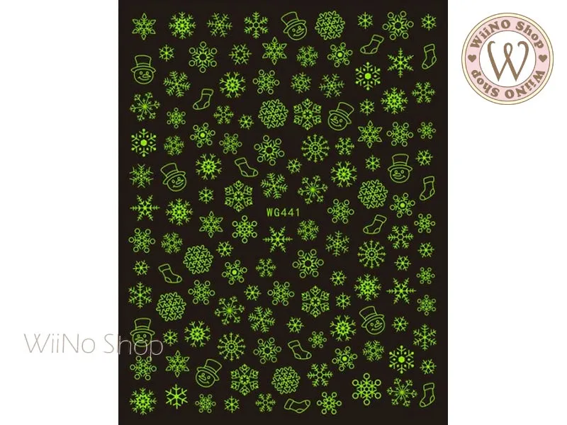 Snowflake Glow in the Dark Adhesive Nail Art Sticker - 1 pc (WG441GD)