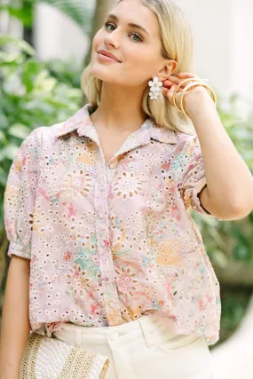 Sounds Of Joy Pink Eyelet Blouse