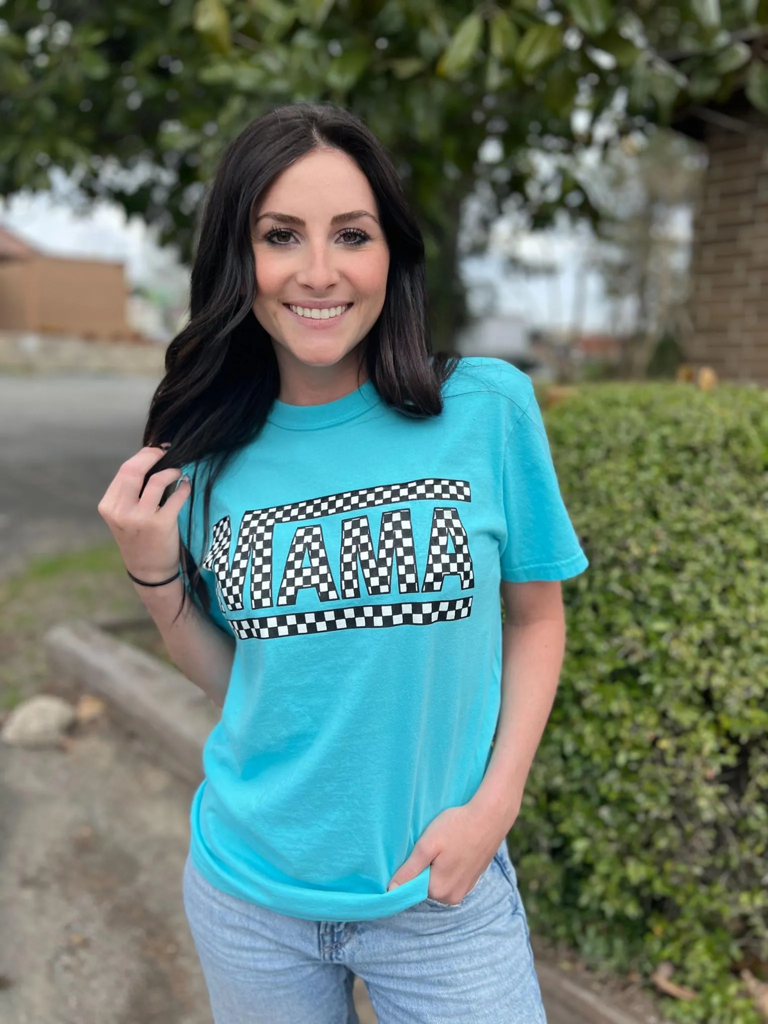 Spring Checkered Mama Tee