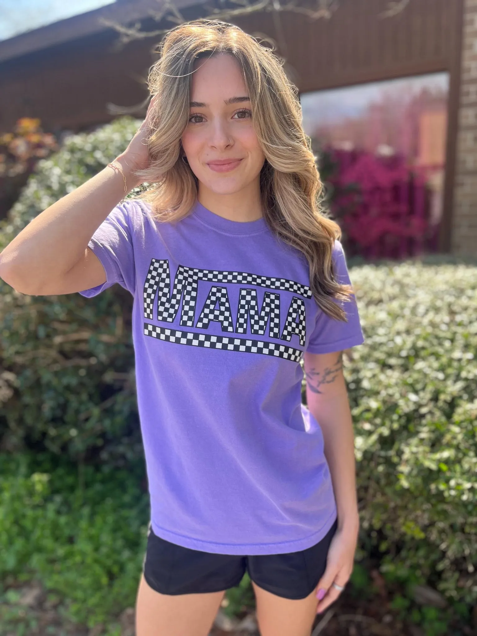 Spring Checkered Mama Tee