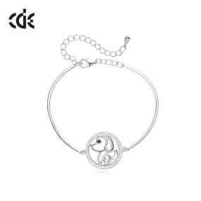 Sterling silver cute little dog bracelet