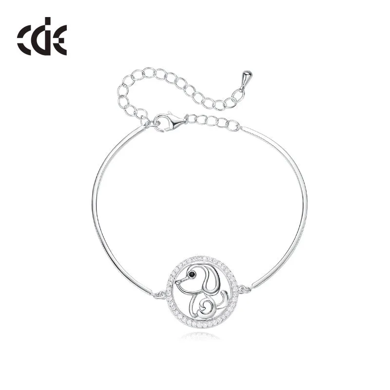 Sterling silver cute little dog bracelet