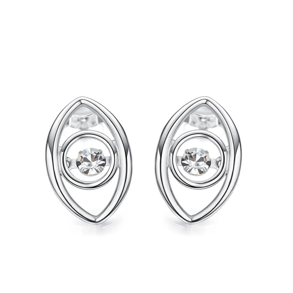 Sterling silver stylish eye with a dancing crystal earring