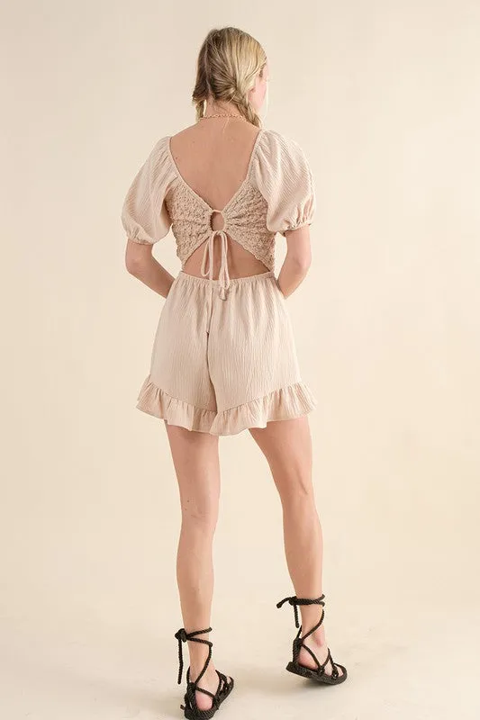 Textured Puff Sleeve Romper