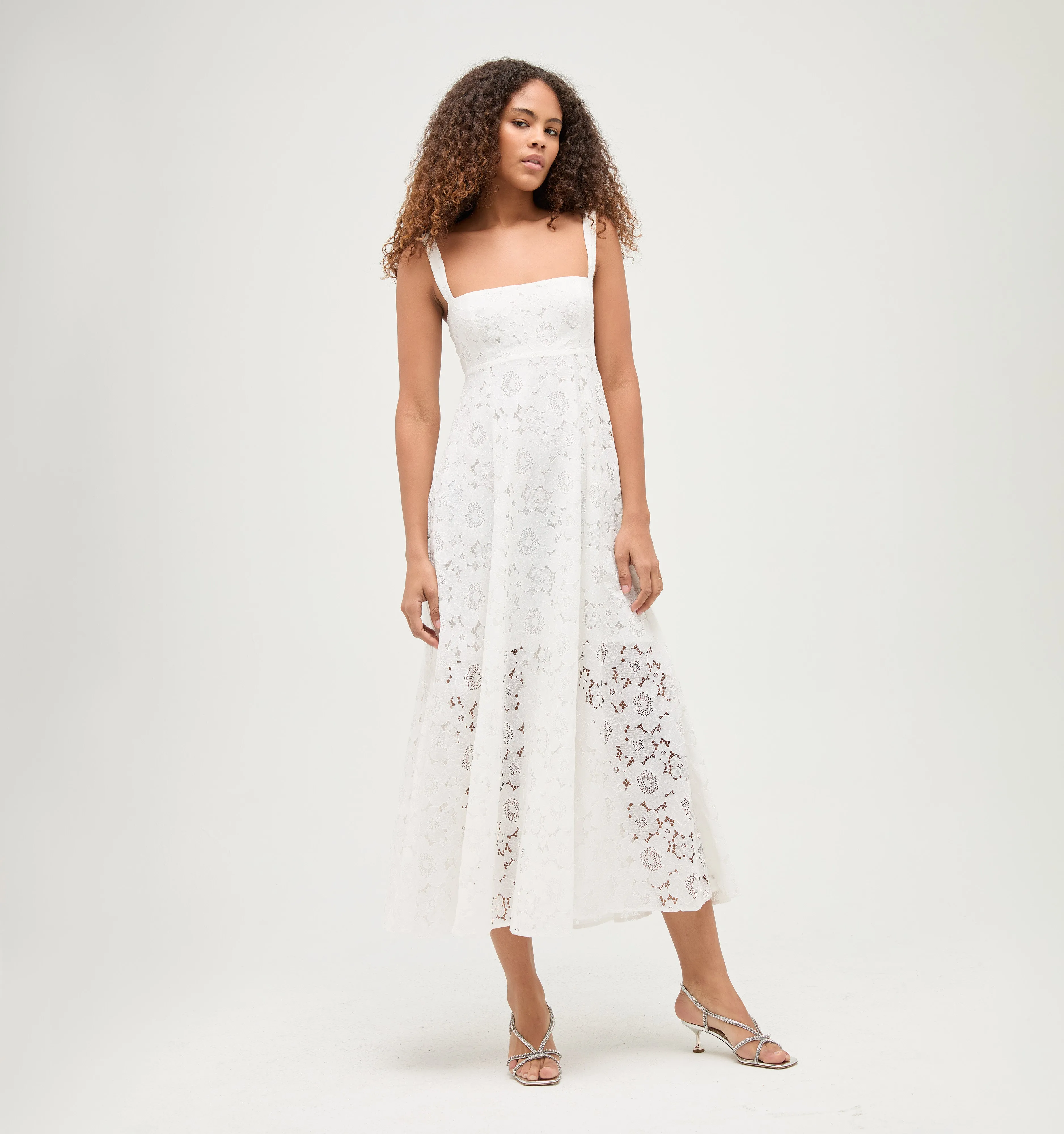 The Lace Rowena Dress - White Floral Lace