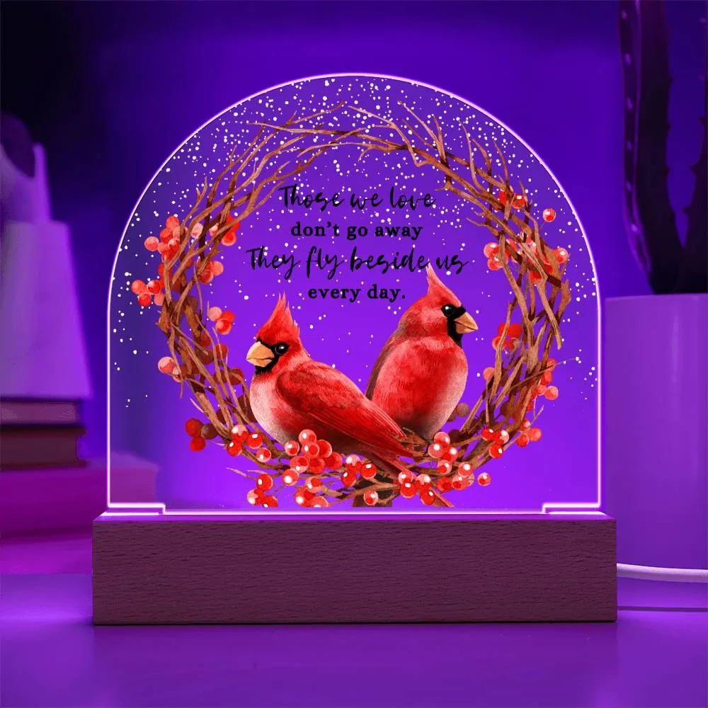 Those We Love Don't Go Away Christmas Memorial Couple Cardinal LED Nightlight Acrylic Desktop Art