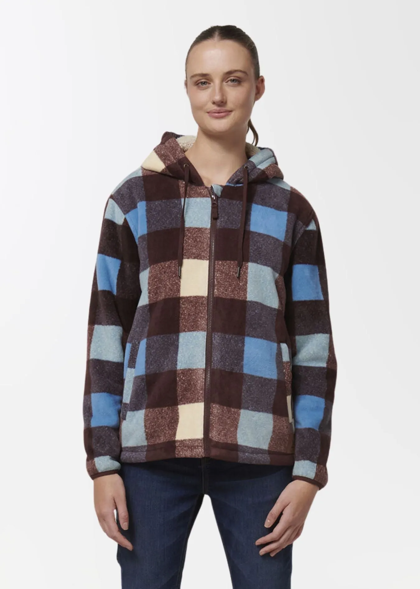 Womens check zip hoodie