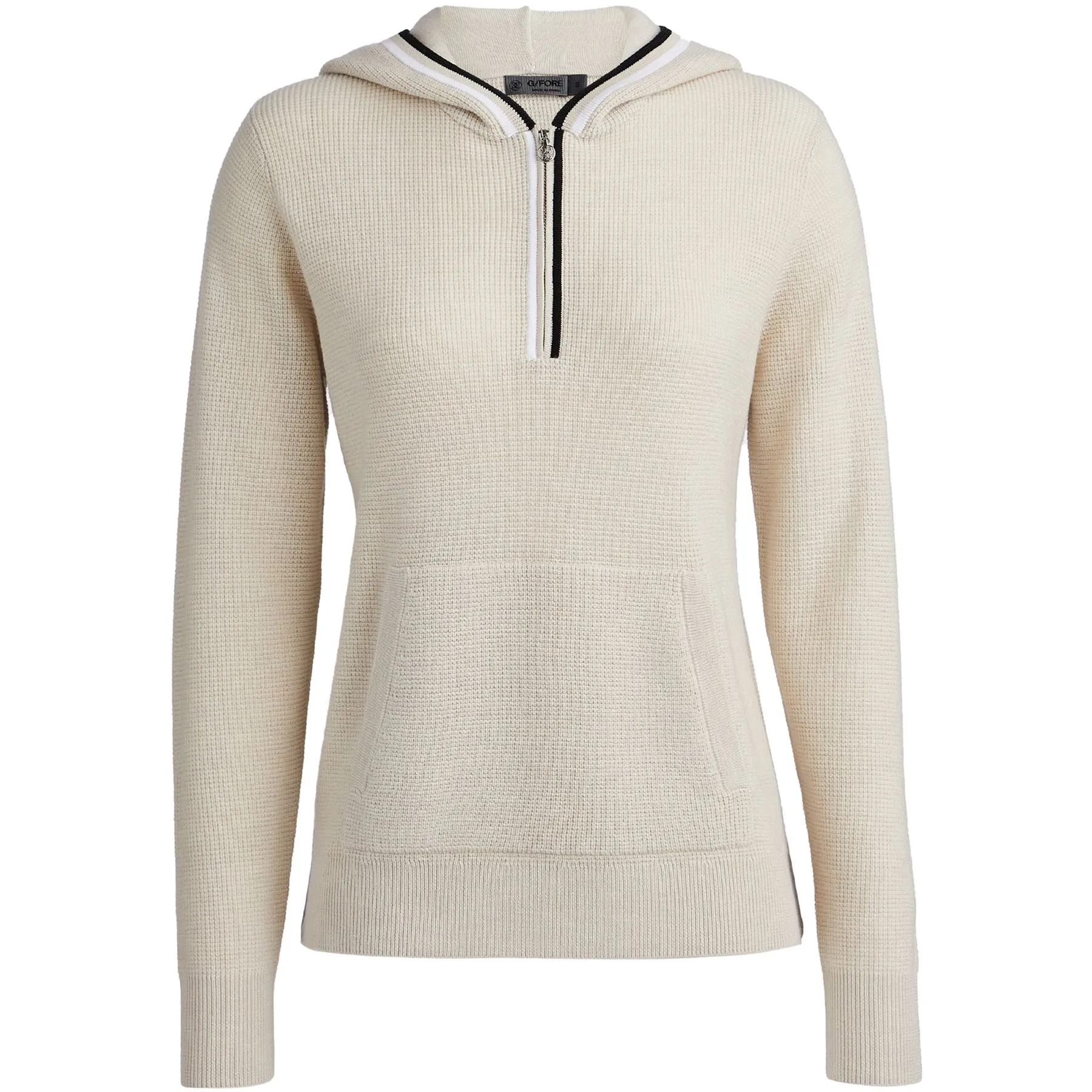 Womens Waffle Stitch Merino Wool Hoodie Stone Heather - AW23