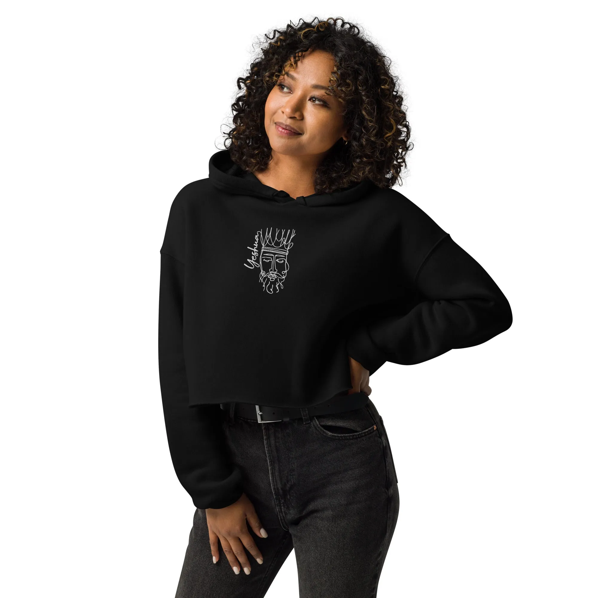 Yeshua Embroidery Crop Hoodie