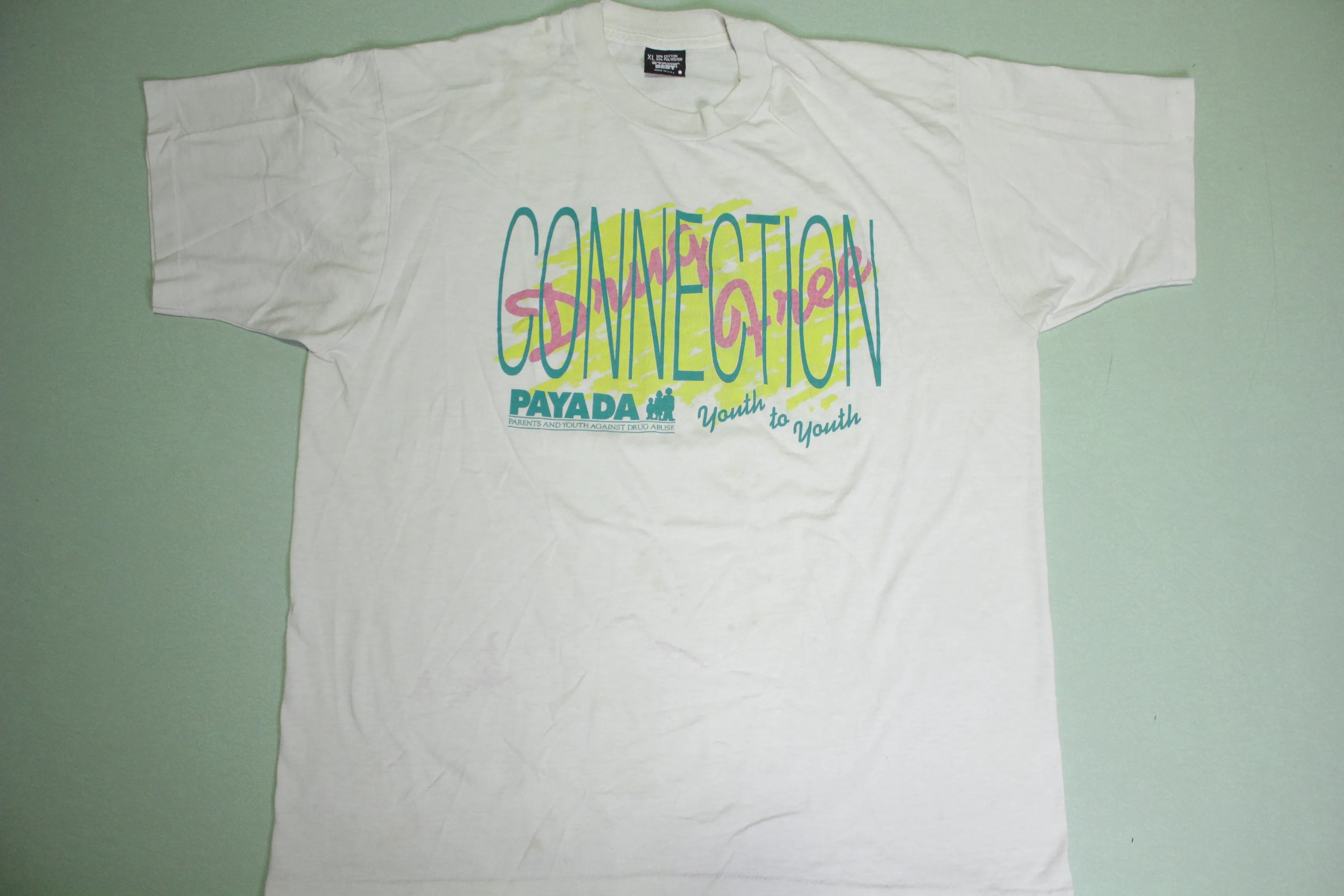 Youth Drug Free Connection Vintage 90's Distressed Screen Stars T-Shirt